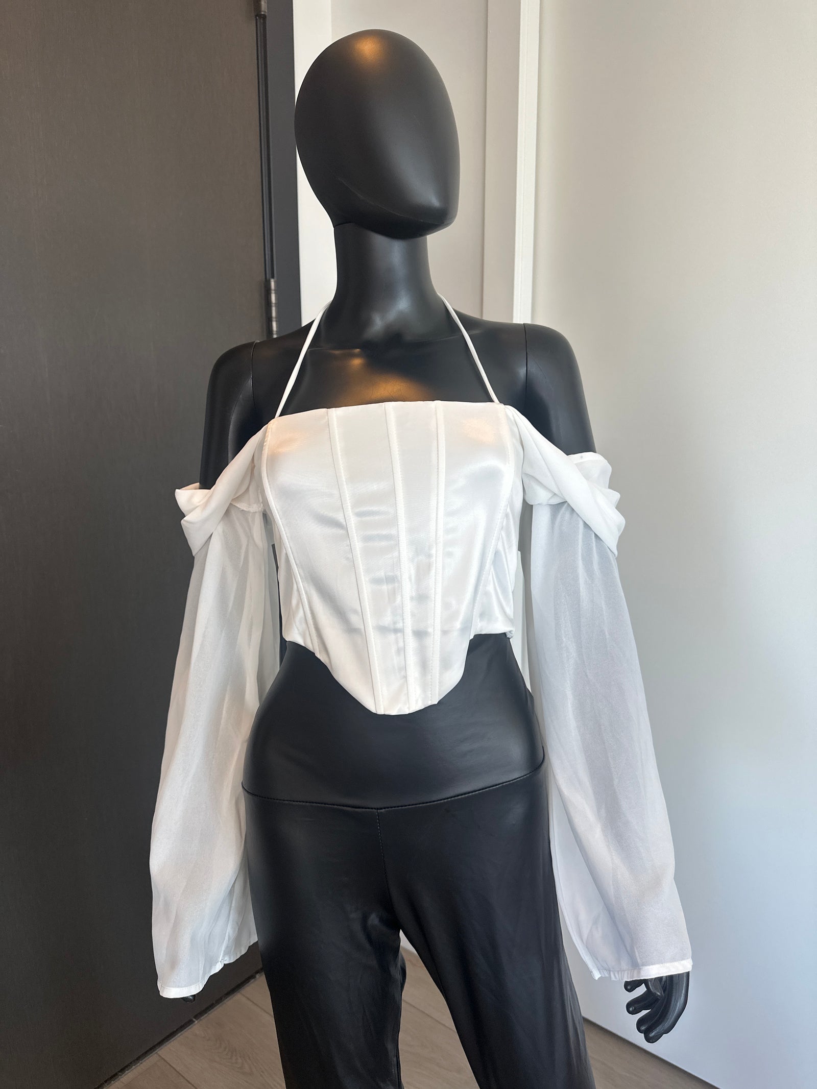 NEW! White Corset Halter with Sleeves Medium