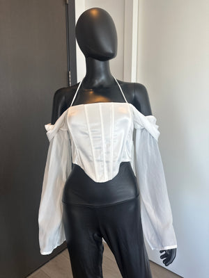 NEW! White Corset Halter with Sleeves Medium