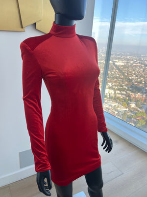 Fitted Red Velvet Dress