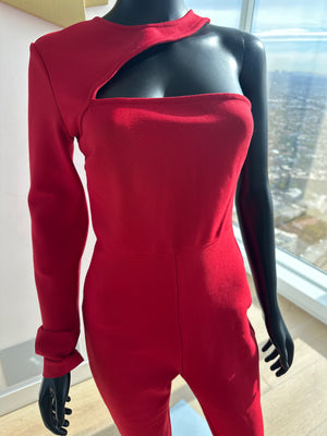 New! Red One Sleeve Jumpsuit! Medium