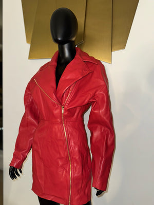 Red Leather Dress! Very Fly! Small