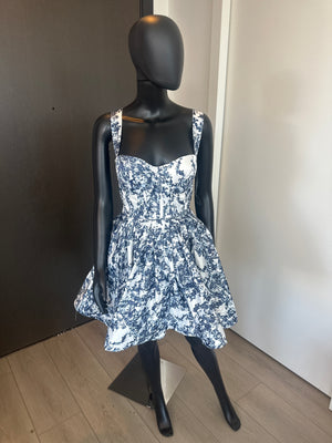 Beautiful Chic White and Blue Sleeveless Dress Medium
