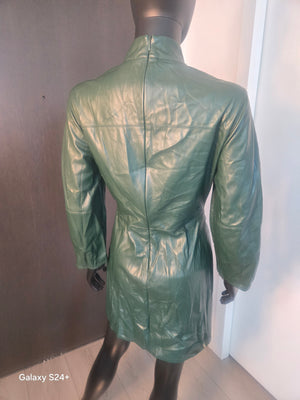 PLEATHER DRESS GREEN MEDIUM