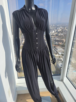 Black Sleeveless Jumpsuit, Size Small
