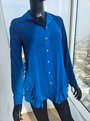 Classy Blue Blouse, Size Medium