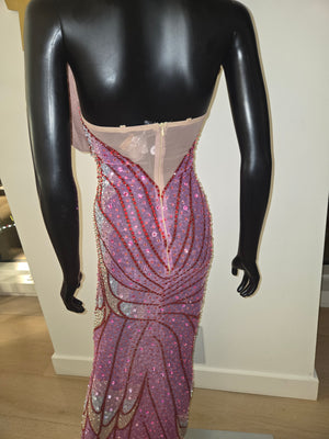 NEW!!! Formal Gown Pink & Silver Medium