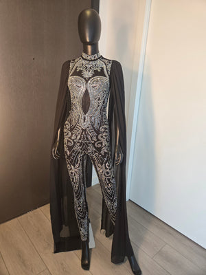 BLACK SEQUINED JUMPSUIT MEDIUM