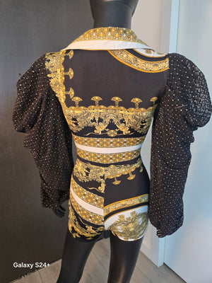 Cute Black & Gold Jumper Medium