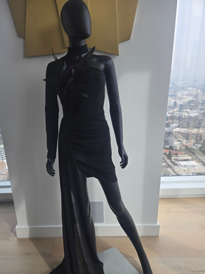 One Sleeve Dress with Trail, Size Small