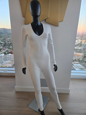 White Jumpsuit Long Sleeve Medium