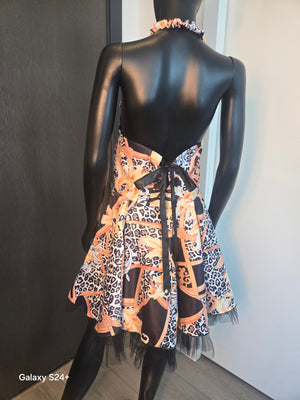 BLACK DRESS W/ANIMAL PRINTS MEDIUM