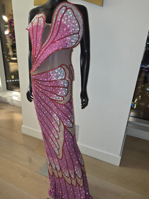 NEW!!! Formal Gown Pink & Silver Medium