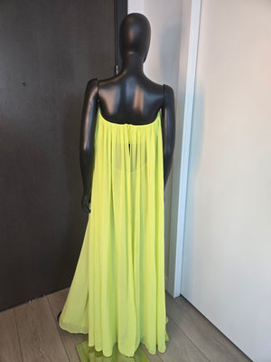 FLUORESCENT GREEN EVENING GOWN MEDIUM