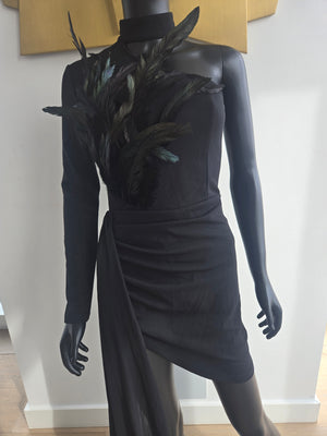 One Sleeve Dress with Trail, Size Small