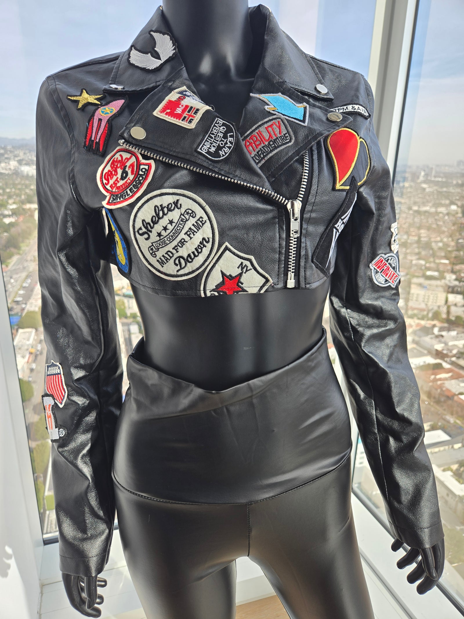 Black Jacket With Patches, Size Small