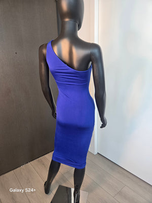 ONE SHOULDER BLUE DRESS MEDIUM