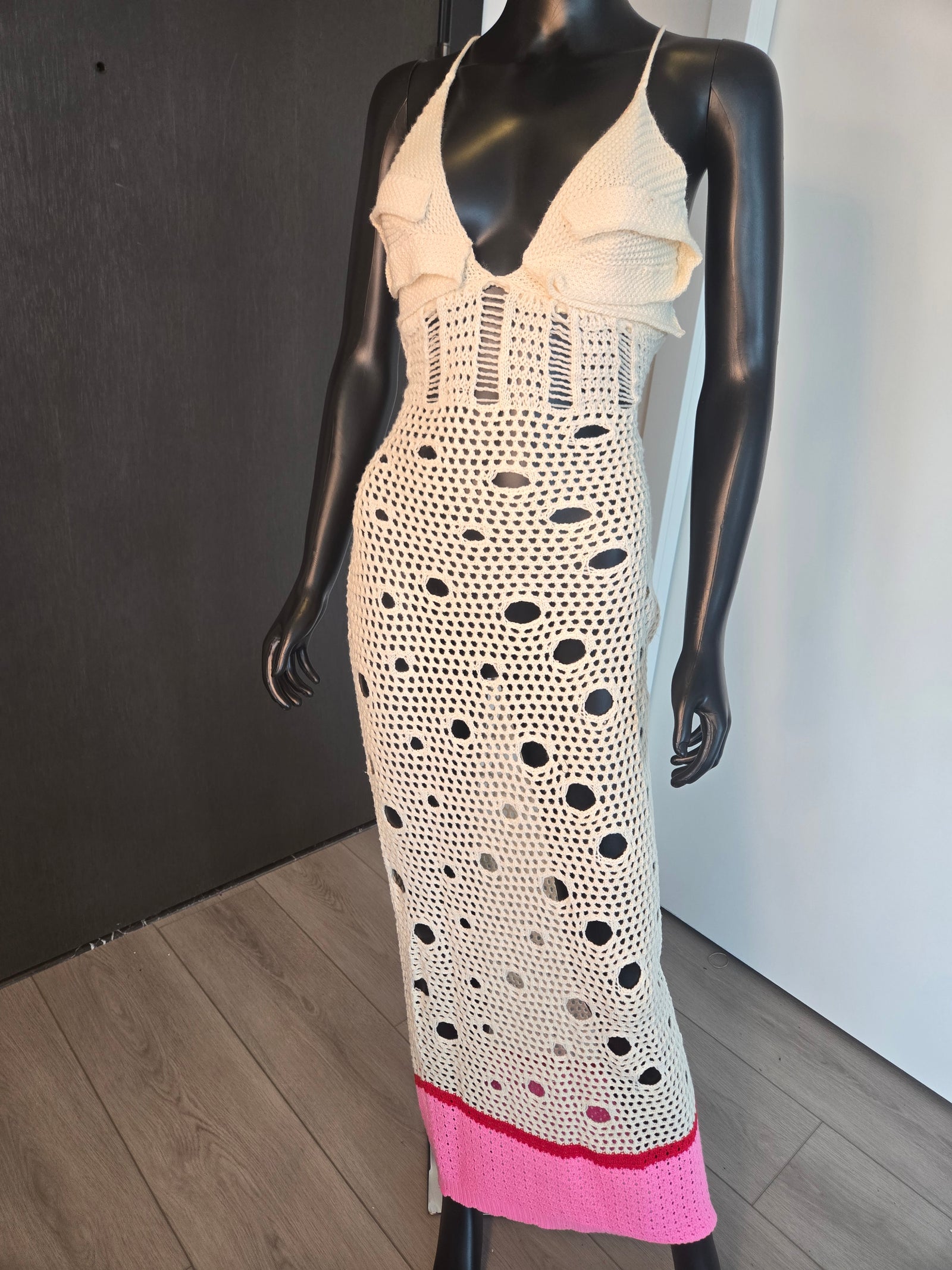 CUTE CREAM & PINK DRESS MEDIUM
