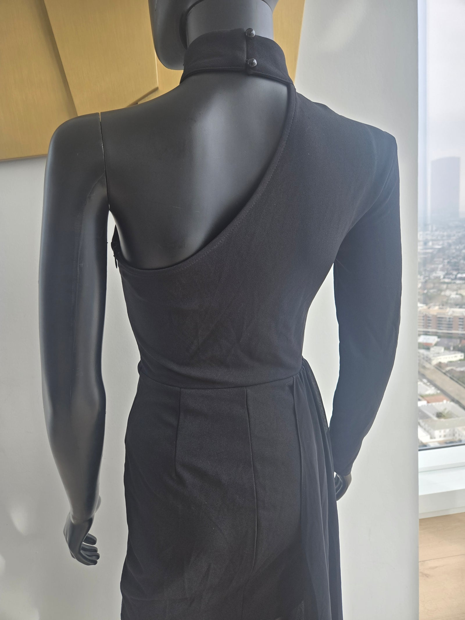 One Sleeve Dress with Trail, Size Small