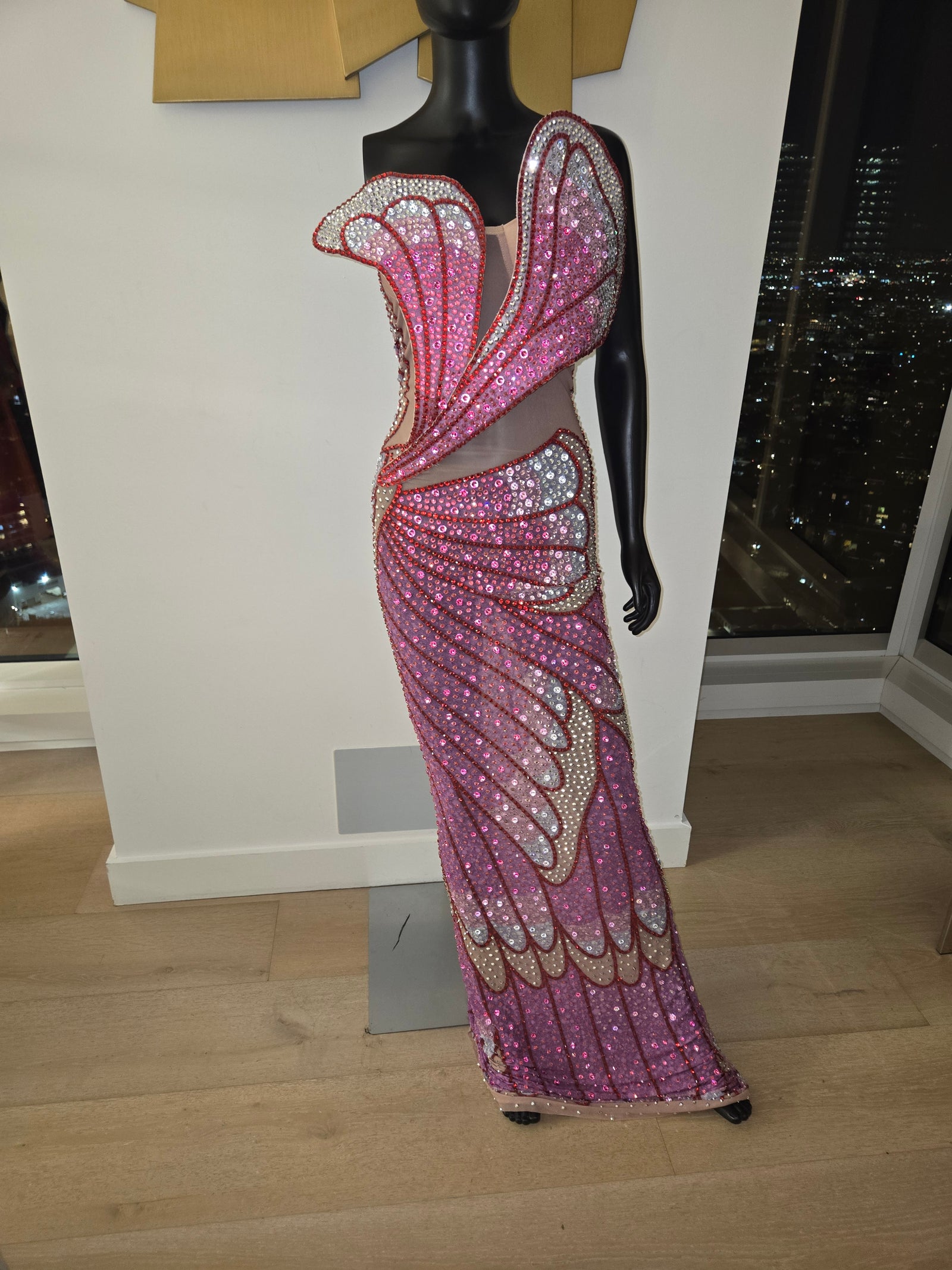 NEW!!! Formal Gown Pink & Silver Medium