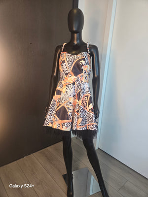 BLACK DRESS W/ANIMAL PRINTS MEDIUM