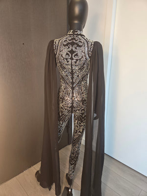 BLACK SEQUINED JUMPSUIT MEDIUM
