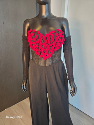 Cute!!! Heart Corset Jumpsuit Medium