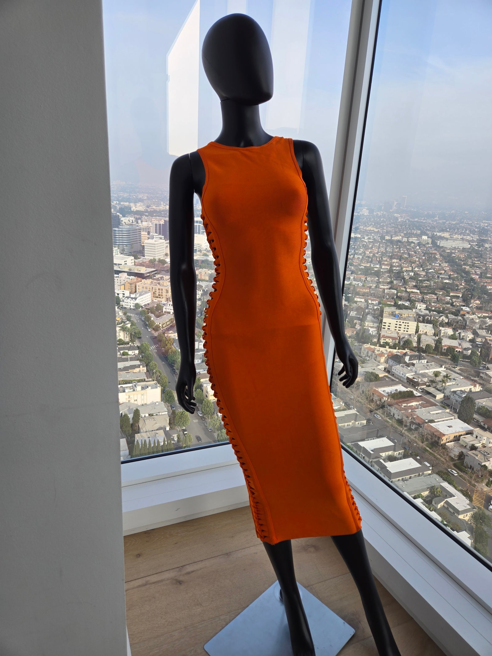 Orange Sleeveless Dress, XSmall