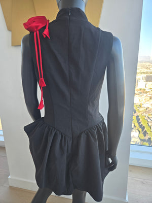 Black & Red Bottom Ruffle Dress Medium