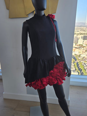 Black & Red Bottom Ruffle Dress Medium