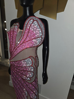 NEW!!! Formal Gown Pink & Silver Medium