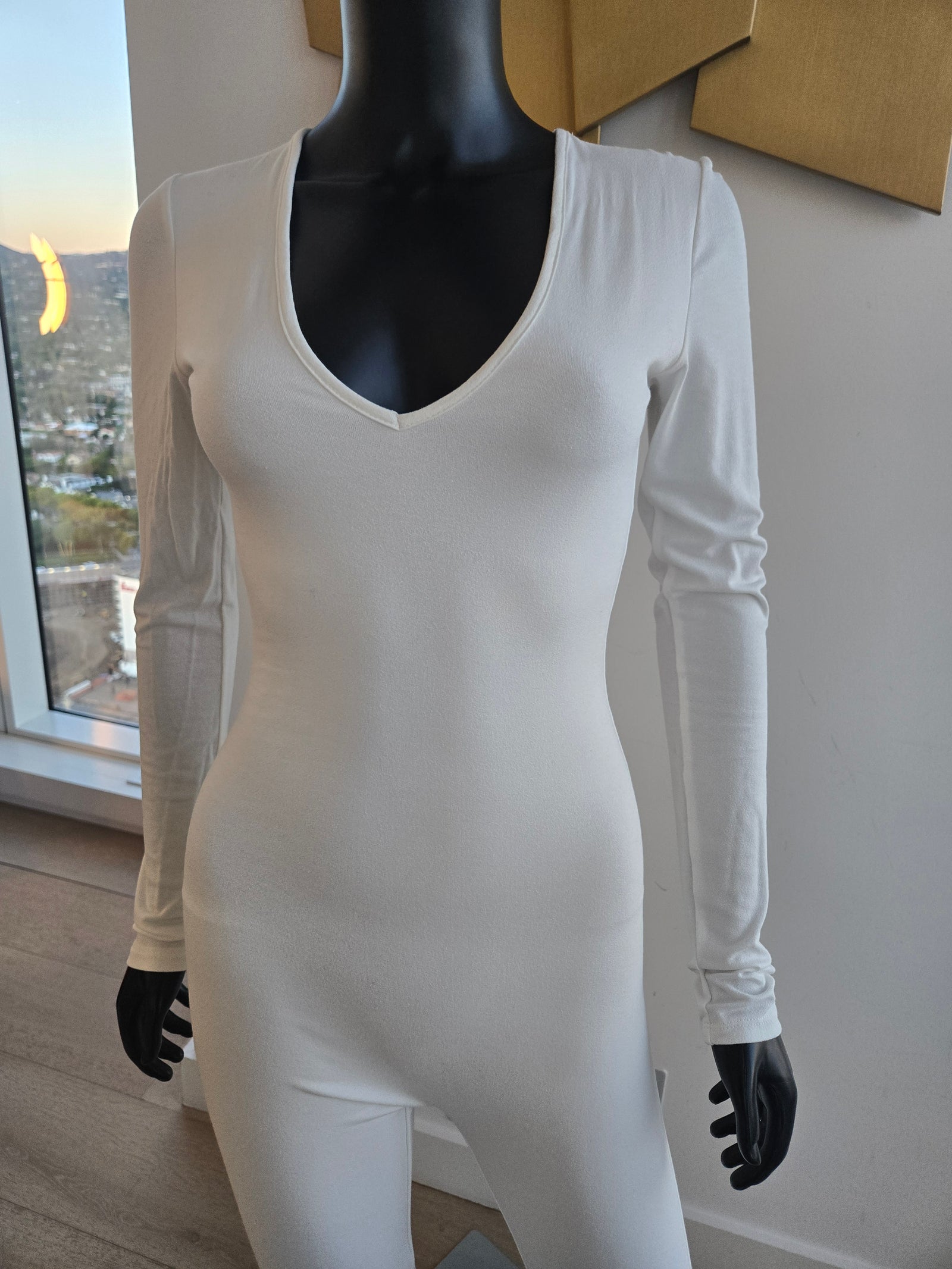 White Jumpsuit Long Sleeve Medium