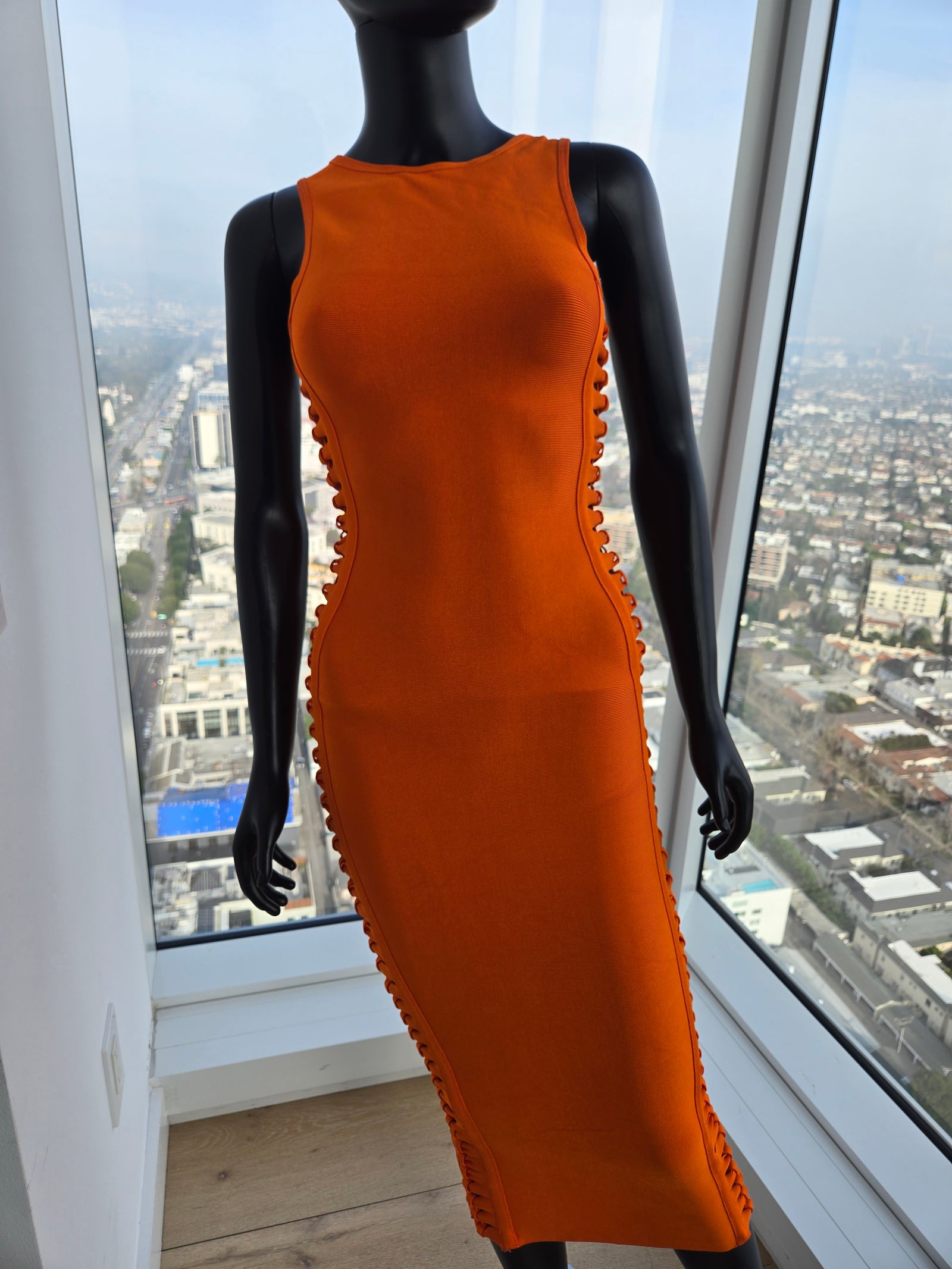 Orange Sleeveless Dress, XSmall