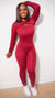 JumpGirl Jumpsuit with Crop Hooded Top (Maroon)